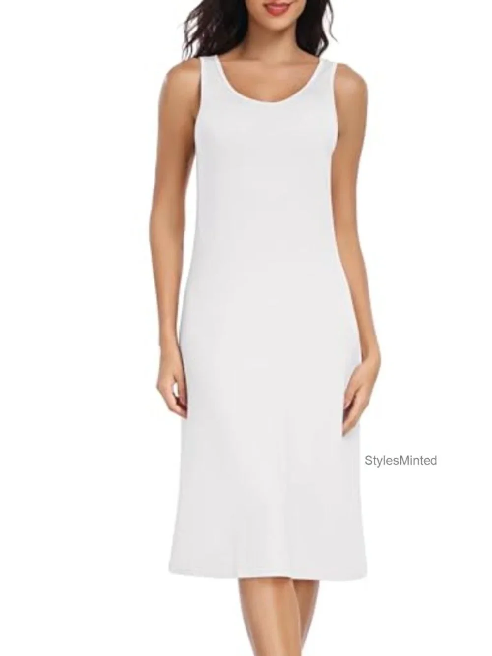 Women's Full Slip Under Dress Long Wide Straps Sleeveless Tank Nightgown 95%